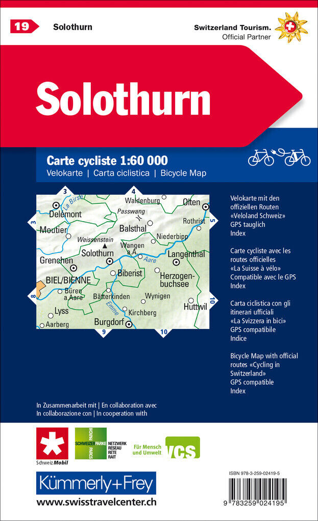 Thumbnail - Kümmerly+frey Velokarte 19 Solothurn 1:60.000 | 2021 | Deutsch