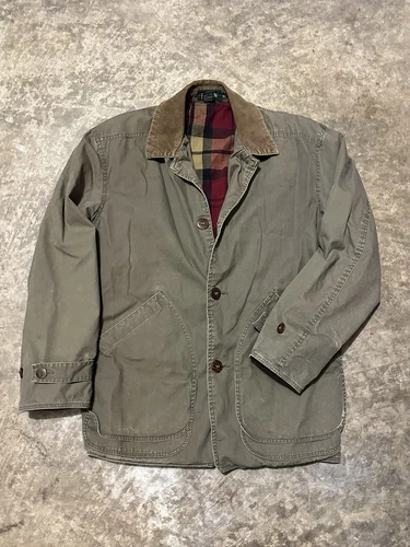 J. Crew Oarsman Green Thrashed 90s VTG Flannel Lined Barn Jacket Mens XS (L)