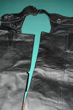 Vance Leather Black Motorcycle Chaps Men's Premium Leather Fully Lined SIZE XL