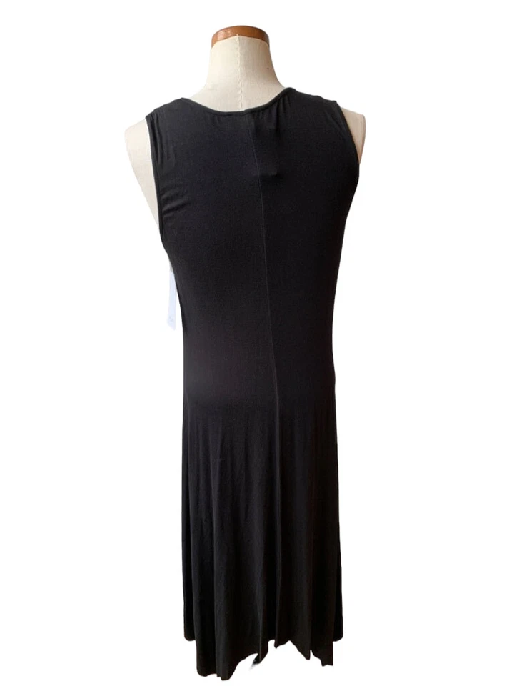 Karen Kane Black Asymmetrical Wrap Knotted Waist V Neck Sleeveless Dress XL NEW - Image 3 of 4