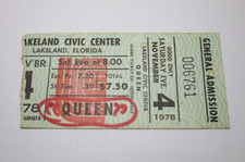 Vtg 1978 Queen Music Concert Ticket Stub Lakeland Civic Center Arena Florida