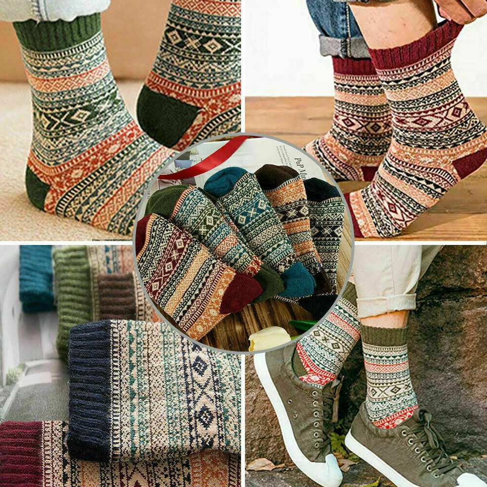 Lote de 5 pares de calcetines suaves informales cálidos gruesos de invierno para hombre de lana y cachemir Foto 4 de 4