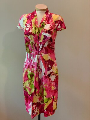 NWT $325 size 4 VINTAGE ETCETERA FUCHSIA PINK FLORAL DRESS (no belt)
