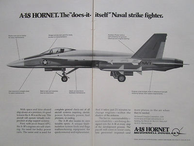 9/1977 PUB MCDONNELL DOUGLAS A-18 HORNET NAVAL STRIKE FIGHTER ORIGINAL ANZEIGE