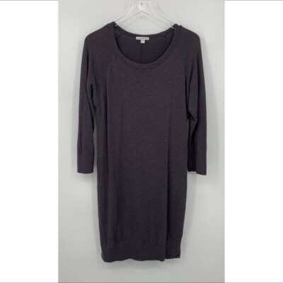 James Perse raglan tunic sweatshirt dress washed heather gray knit stretch 3 L