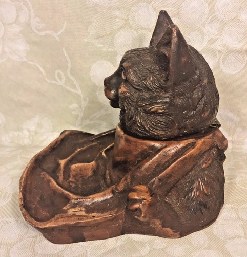 Vintage Black Forest Cat Head Inkwell - Picture 7 of 11