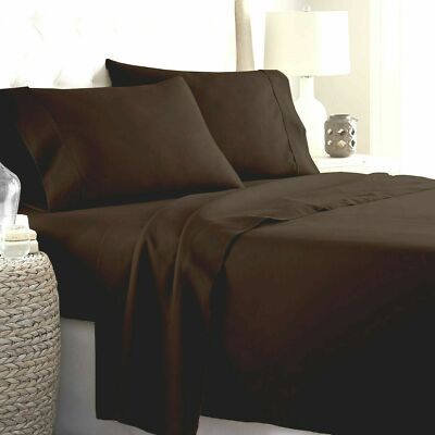 Glorious Bedding Collection Egyptian Cotton US Sizes Select Item Brown Solid