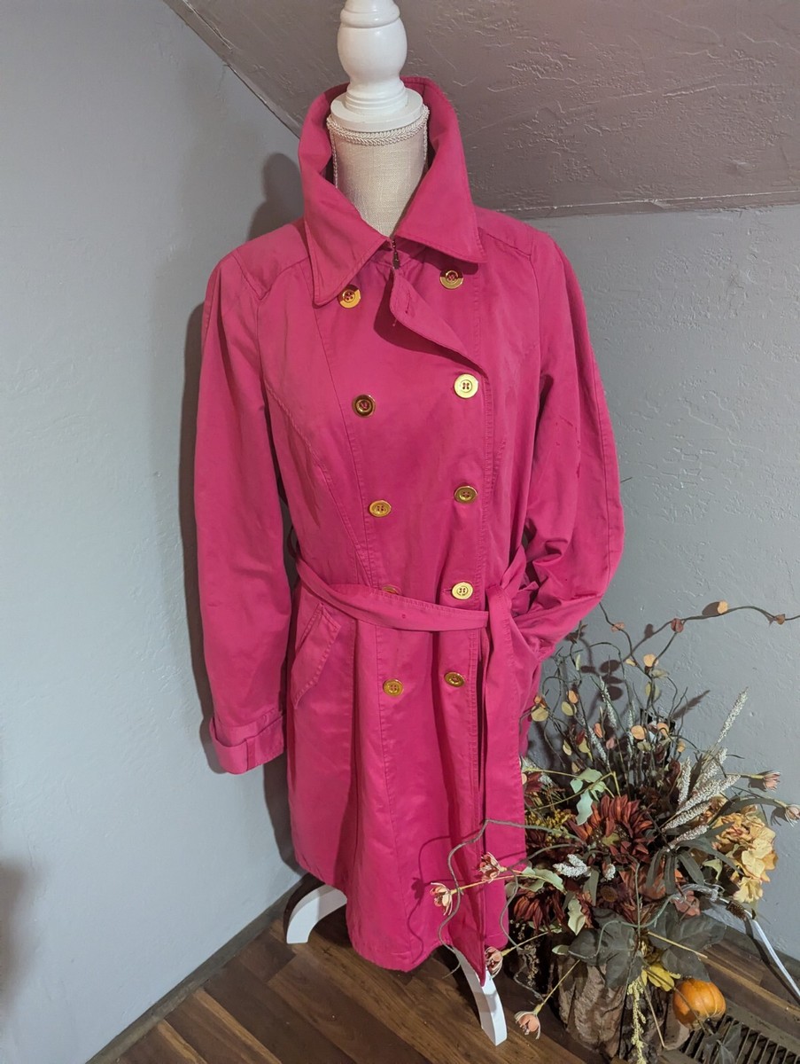 Inc International Concepts Womens Hot Pinki Double Breasted Trench