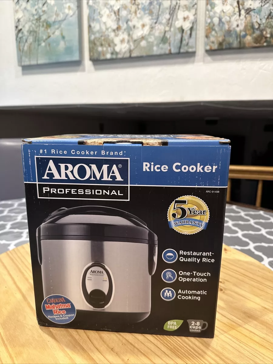 Aroma 8 Cup Rice Cooker - Stainless Steel ARC-904SB