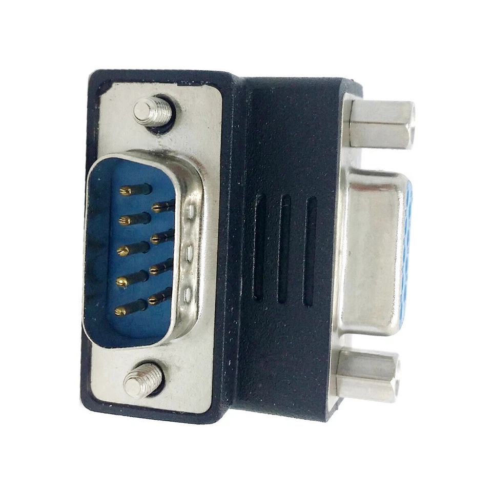 Down Right Angled 270 degree RS232 D-Sub 9Pin Male screw type To Female Adapter - Image 3 of 4