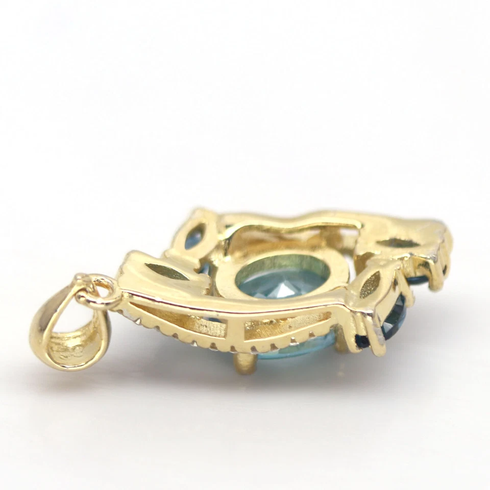 Schweizer Blau & London Blauer Topas & Cubic Zirkonia Anhänger 925 - Bild 4 von 4