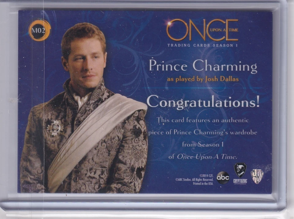 2014 Cryptozoic Once Upon a Time Season 1 Wardrobe Card M2 Prince Charming - Image 2 of 2