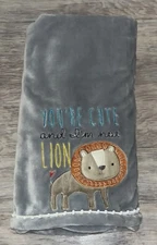Levtex You're Cute I'm Not Lion Baby Gray Security Blanket Lovey 27” X 37” Plush