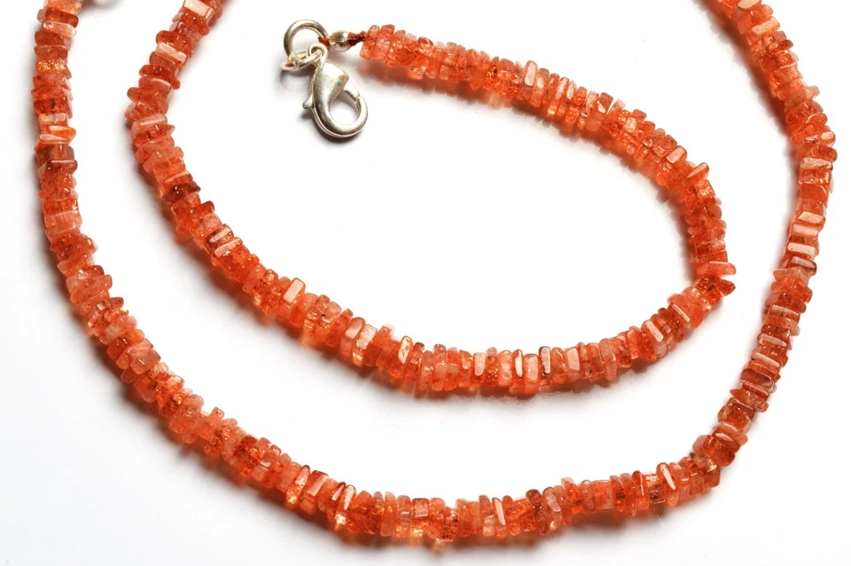 НАТУРАЛЬНЫЙ ДРАГОЦЕННЫЙ КАМЕНЬ СОЛНЕЧНЫЙ КАМЕНЬ 4,5 ММ КВАДРАТНЫЙ HEISHI БИСЕР 94CT. 16 «ЗАКОНЧИЛ ОЖЕРЕЛЬЕ - Изображение 3 из 4