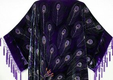 PURPLE PEACOCK ARTDECO STEVIE NICKS STYLE VELVET MUCHA GYPSY BOHO DELUXE DUSTER