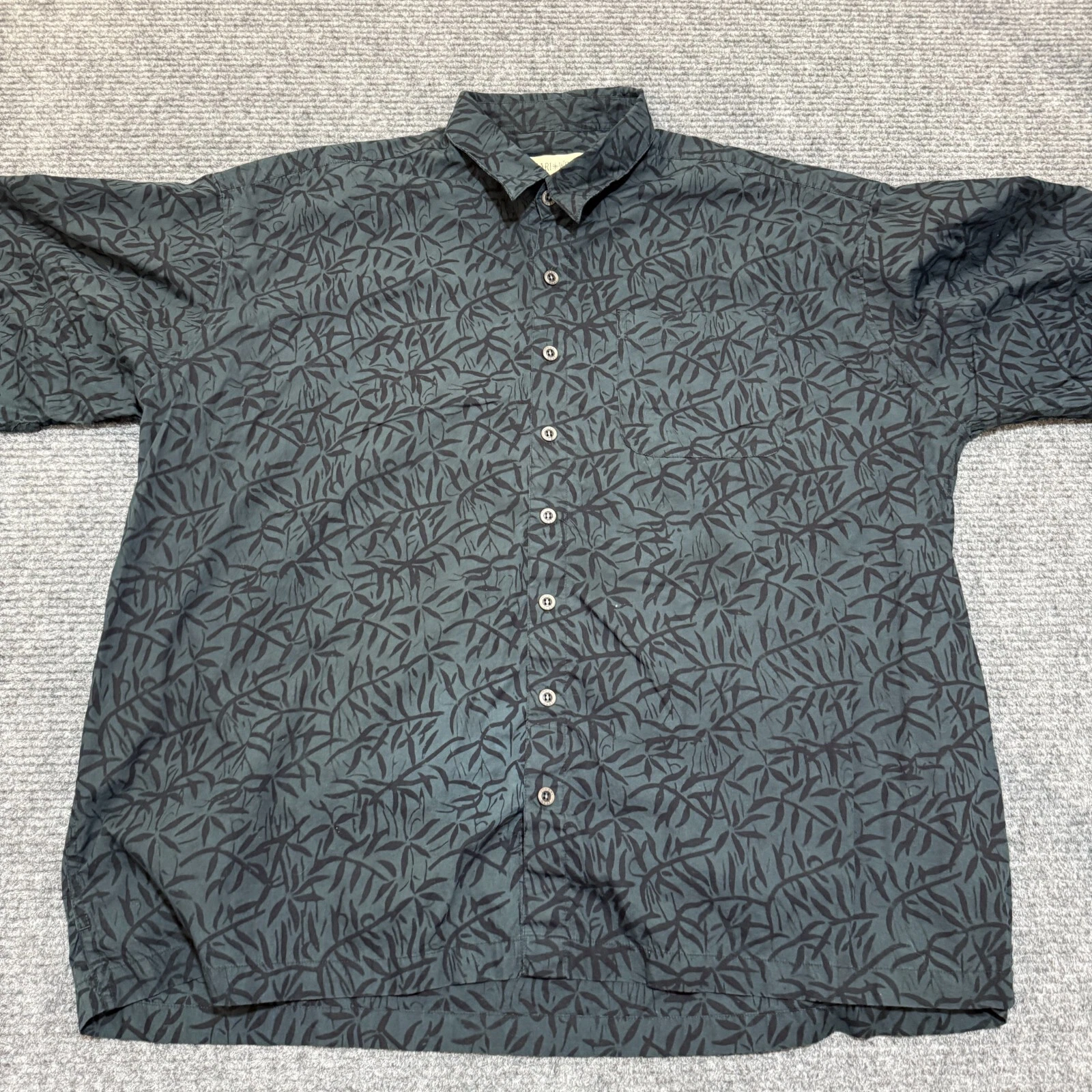 Johari West Shirt Mens 4XL Black Grey Button Up Hawaiian Floral Casual