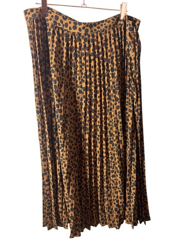 Leopard Pleated Midi Skirt Large 12-14 Scoop Flowy Lightweight - Picture 2 of 6