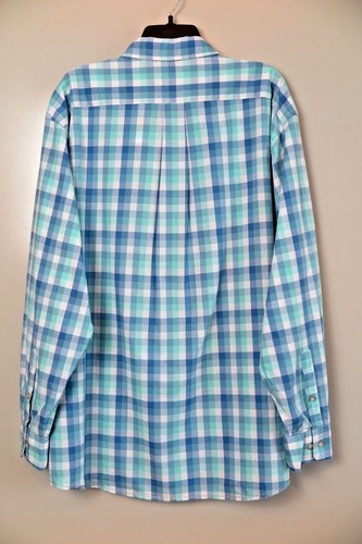 NWT Roundtree & Yorke Blue Green Plaid 100% Cotton Button-Down Shirt Size XL - Picture 6 of 6