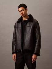 Leather Shearling Aviator jacket Chocolate brown for Men's in Pure Sheep Leather