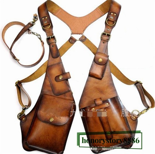 Medieval Vintage Doble Bolsillo Chaleco Bolso Hombro Pecho Arnés Cinturón Cartera Bolsos - Imagen 4 de 7