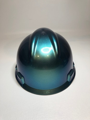 Custom Painted MSA Cap Style Blue/Green Chameleon - Picture 4 of 7