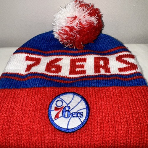 Philadelphia 76ers Winter Strick Mütze Beanie Bommel Bündchen NBA Basketball Patch Reebok - Bild 2 von 8