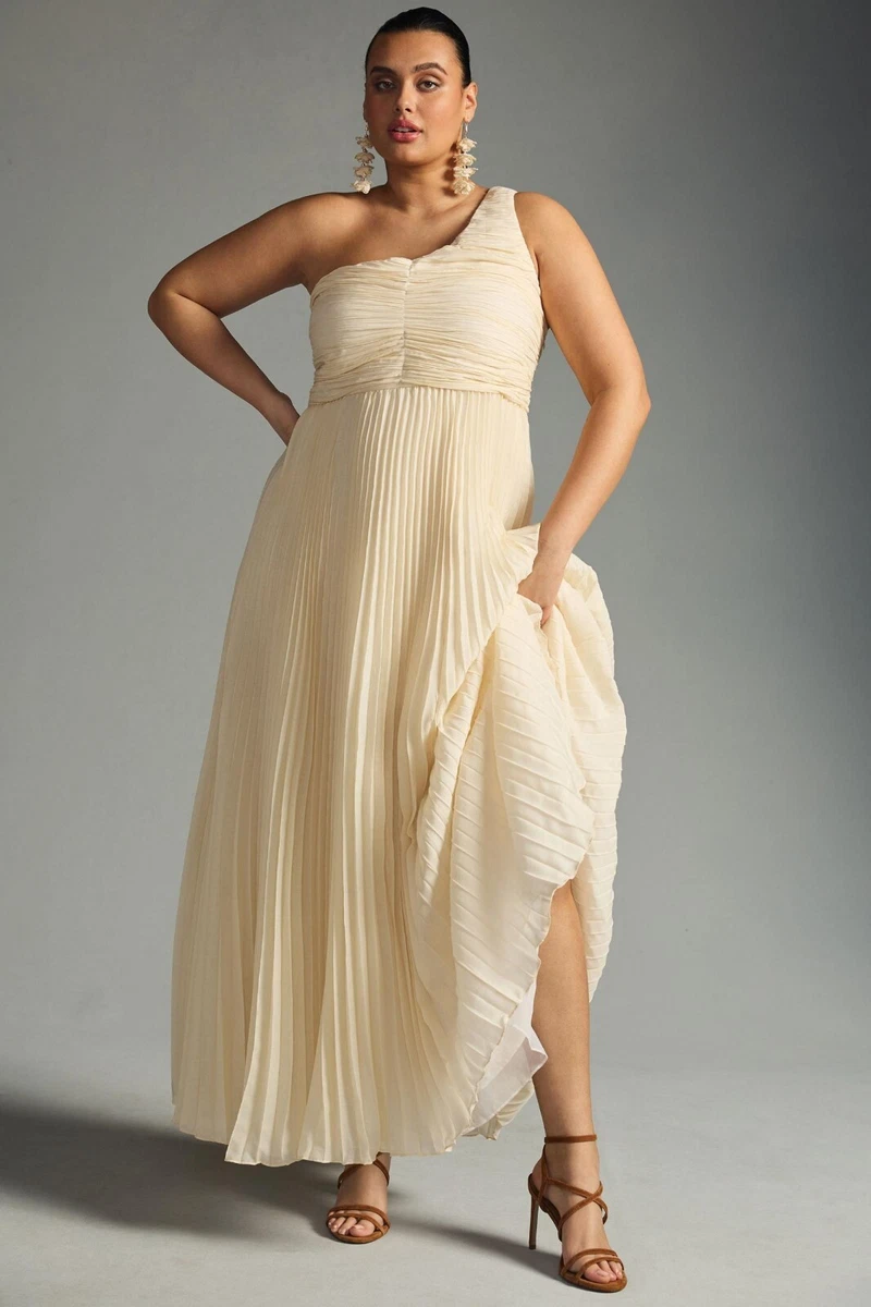 One shoulder pleated maxi dress top