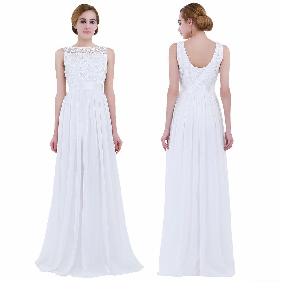 UK Women Lace Tulle Wedding Bridesmaid Maxi Dress Prom Cocktail Party Ball Gown