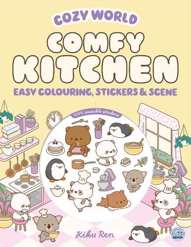 Cozy World Comfy Kitchen: Easy Colouring and Sticker Scene for Teens, Young Adu - Image 2