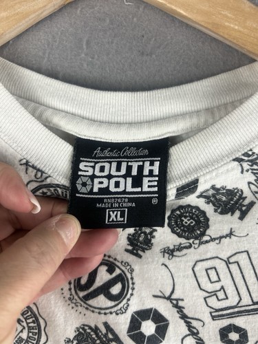 Vintage Y2K Southpole Men's T-Shirt Size XL South Pole Print Black White Hip Hop - Picture 4 of 8