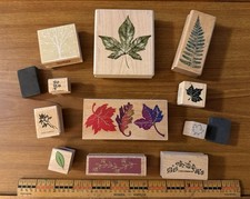Lot Of 13 Mounted Rubber Stamps Leaves And Foliage - Various Brands -Fall Autumn