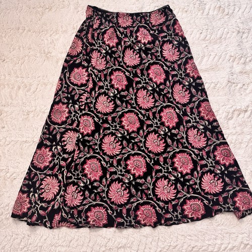 Vintage 90s Angie Floral Maxi Skirt Large 100% Rayon Made in India Boho - Image 1