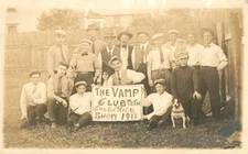 The Vamp Club with Gole & Rice Show 1911 Postcard Antique 16 Men and a Dog  N