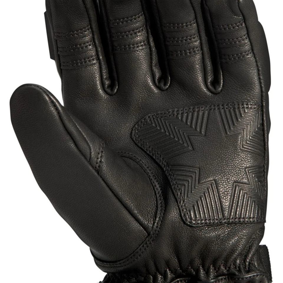 Polaris Mens Titan Leather Snowmobile Gloves 3M Insulated Scotchlite Race Black Foto 2 de 3