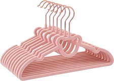 30 Pack Pink Velvet Kids Clothes Hangers - 12.6in for Ages 4-10, with Cute Be...
