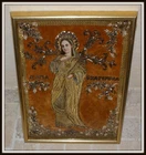 Antique Icon, St Catherine,  embroidered gold thread, beads, 19 c