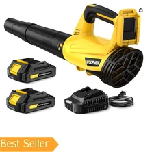Leaf Blower, Electric Cordless Leaf Blower with 2 Batteries and Charger, 2 Speed
