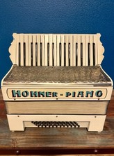 Vintage 1930s Hohner Piano Accordion Art Deco Metal Grill Keyboard Buttons Case