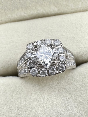 Neil Lane 14k White Gold Diamond Engagement Ring 2.02ctw 4.20dwt GIA Cert