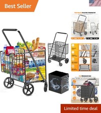 455lbs Shopping Cart for Groceries, Large Heavy Duty Grocery Cart on Wheels, ...