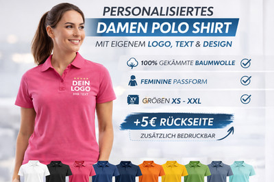 Personalisiertes Damen Polo Shirt mit Logo Bild Text Firmen Team Event Geschenk