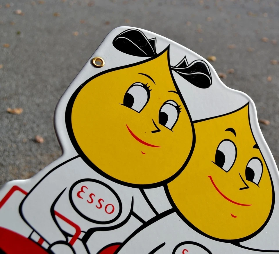 Plaque émaillée ESSO tracteur goutte d' huile -- 46*41 cm -- emailschilder - Photo 3/3