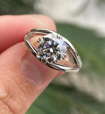 #ad RARE Certified 3.00 Ct Ct White Treated Diamond Solitaire Ring In 925 Silver $235.00