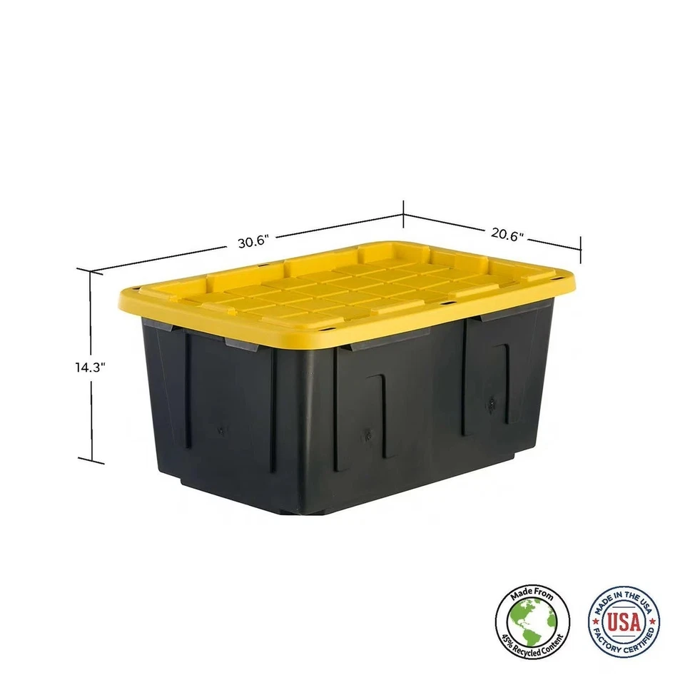 Member's Mark, 27 Gallon, Heavy-Duty, Black, Yellow Storage Tote, 20"D X30W X14H - Image 2 of 4