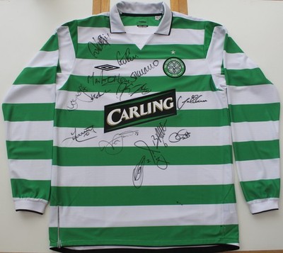 2004-05年シーズンの全選手のサイン入りセルティックFCジャージ 2004-05 Celtic Scottish Cup Winners Home Shirt Squad Signed inc