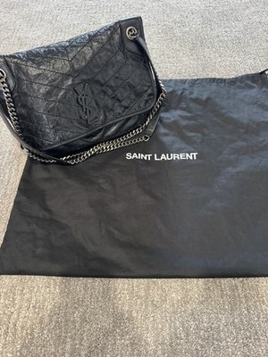 Saint Laurent Niki Chain Flap Bag Matelasse Chevron Leather Large