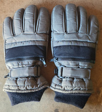 Thinsulate Insulated Winter Gloves Gray Black L/XL Nylon Ski Snow Zip Cuff