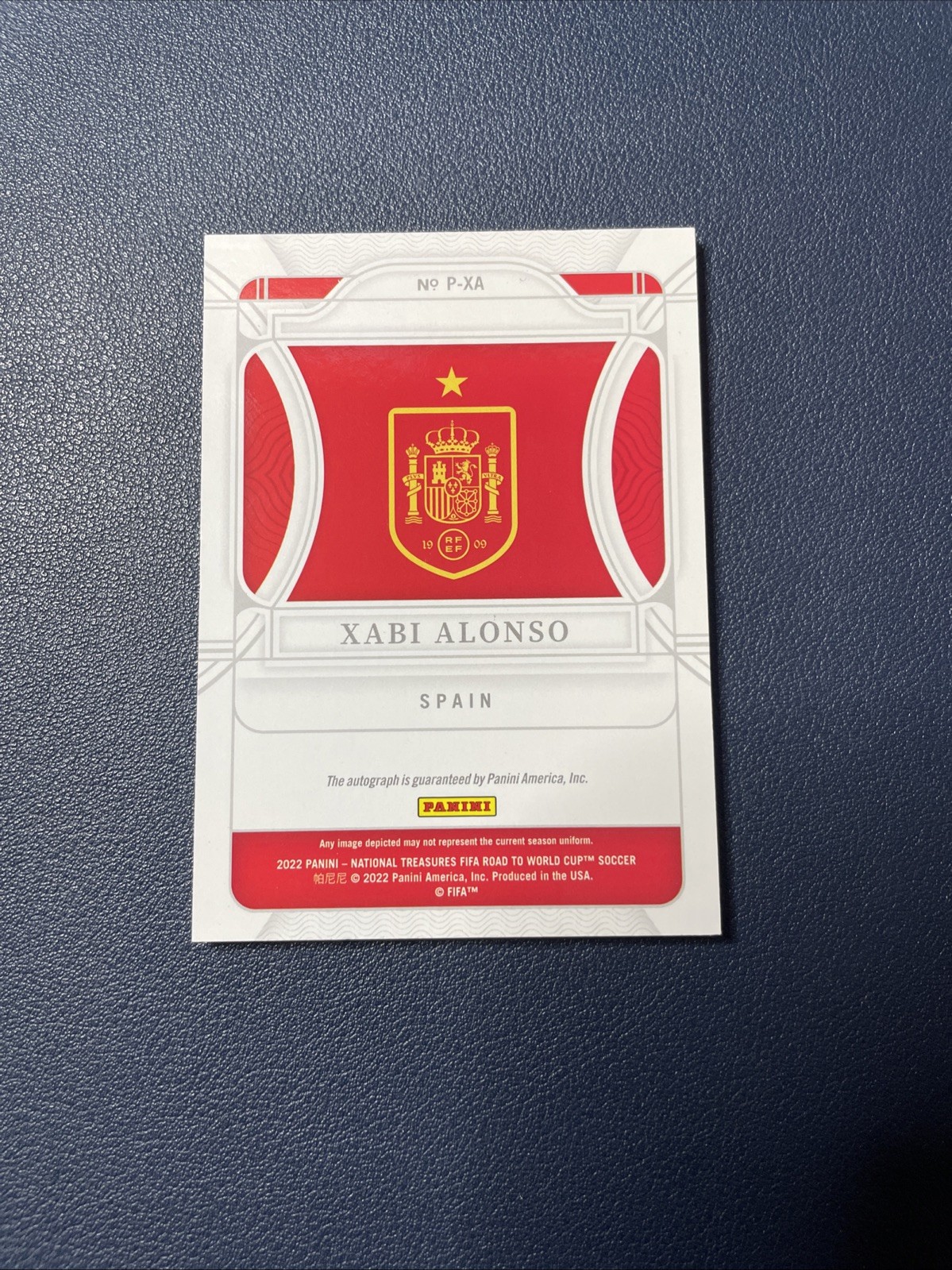 2022 Panini Xabi Alonso Penmanship auto Spain  National Treasure Soccer on card  view 3