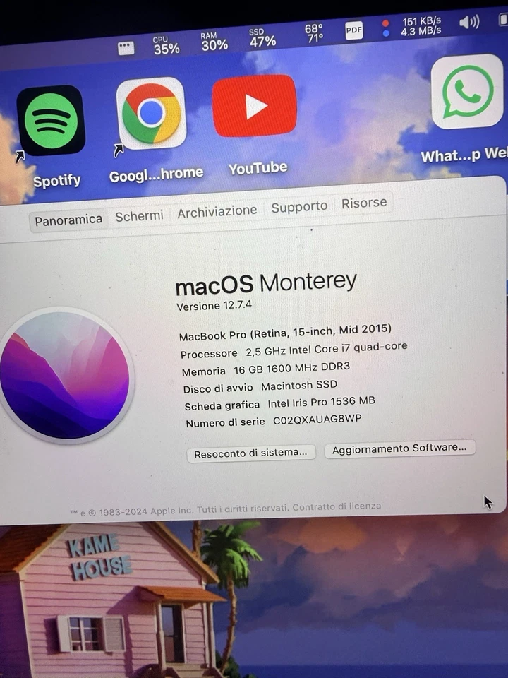 Apple MacBook Pro 15" 2015 · i7 · 16GB · 500GB, foto 2 di 5