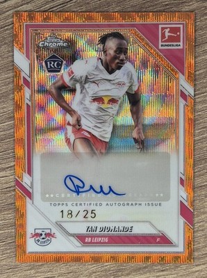2025-26 Topps Chrome Yan Diomande RC Auto /25 Orange Wave RB Leipzig Bundesliga